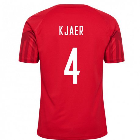 Kandiny Hombre Camiseta Dinamarca Simon Kjaer #4 Rojo 1ª Equipación 22-24 La Camisa Chile