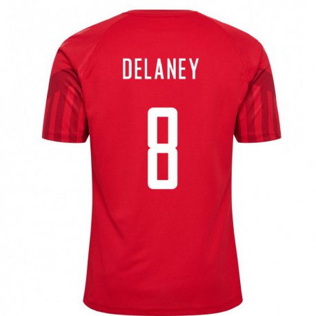 Kandiny Hombre Camiseta Dinamarca Thomas Delaney #8 Rojo 1ª Equipación 22-24 La Camisa Chile