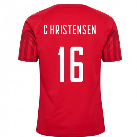 Kandiny Hombre Camiseta Dinamarca Oliver Christensen #16 Rojo 1ª Equipación 22-24 La Camisa Chile
