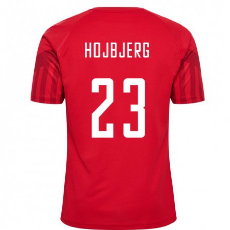 Kandiny Hombre Camiseta Dinamarca Pierre Emile Hojbjerg #23 Rojo 1ª Equipación 22-24 La Camisa Chile