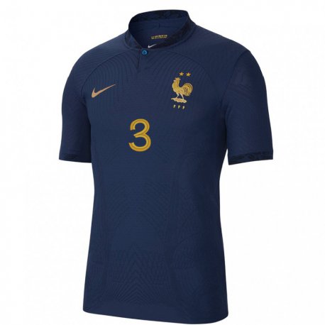 Kandiny Hombre Camiseta Francia William Saliba #3 Azul Marino 1ª Equipación 22-24 La Camisa Chile