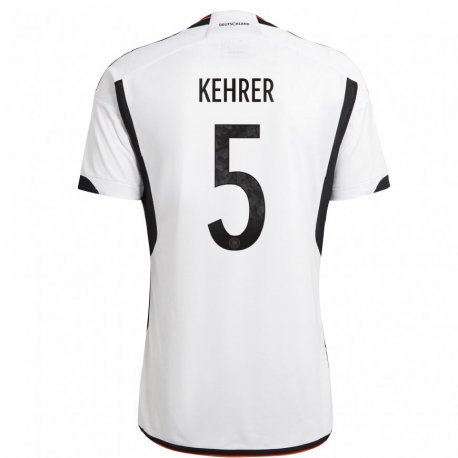 Kandiny Hombre Camiseta Alemania Thilo Kehrer #5 Blanco Negro 1ª Equipación 22-24 La Camisa Chile