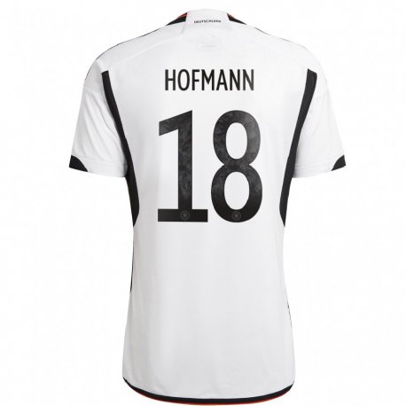 Kandiny Hombre Camiseta Alemania Jonas Hofmann #18 Blanco Negro 1ª Equipación 22-24 La Camisa Chile