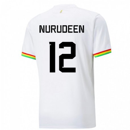 Kandiny Hombre Camiseta Ghana Abdul Nurudeen #12 Blanco 1ª Equipación 22-24 La Camisa Chile