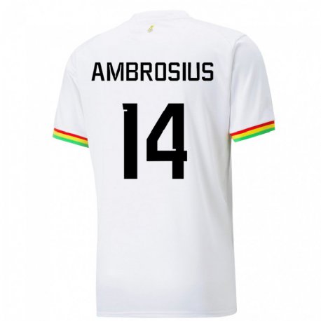 Kandiny Hombre Camiseta Ghana Stephan Ambrosius #14 Blanco 1ª Equipación 22-24 La Camisa Chile