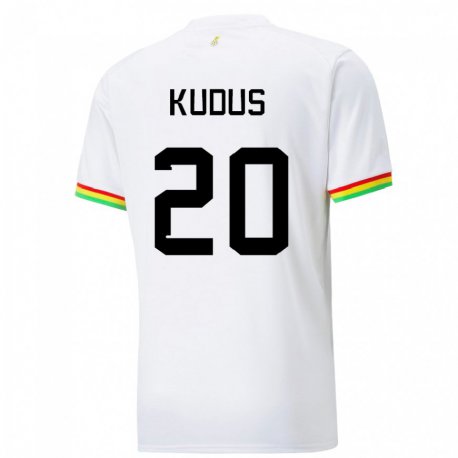 Kandiny Hombre Camiseta Ghana Mohammed Kudus #20 Blanco 1ª Equipación 22-24 La Camisa Chile