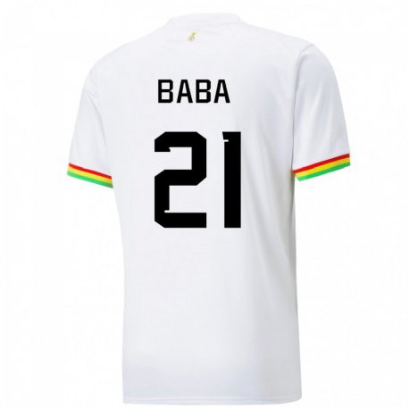 Kandiny Hombre Camiseta Ghana Iddrisu Baba #21 Blanco 1ª Equipación 22-24 La Camisa Chile
