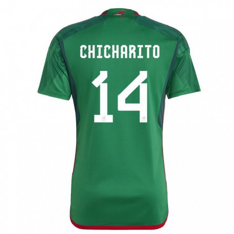 Kandiny Hombre Camiseta México Chicharito #14 Verde 1ª Equipación 22-24 La Camisa Chile