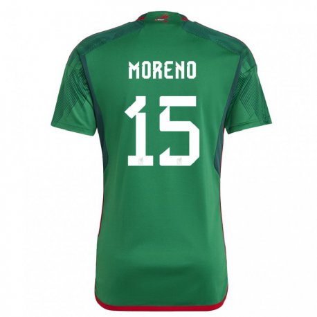 Kandiny Hombre Camiseta México Hector Moreno #15 Verde 1ª Equipación 22-24 La Camisa Chile