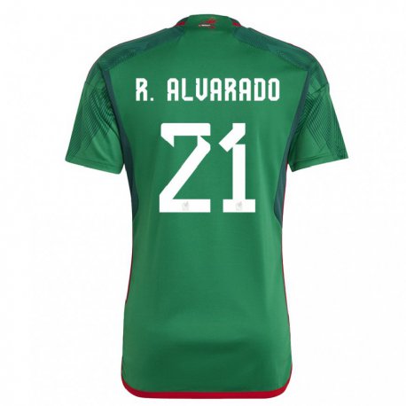 Kandiny Hombre Camiseta México Roberto Alvarado #21 Verde 1ª Equipación 22-24 La Camisa Chile