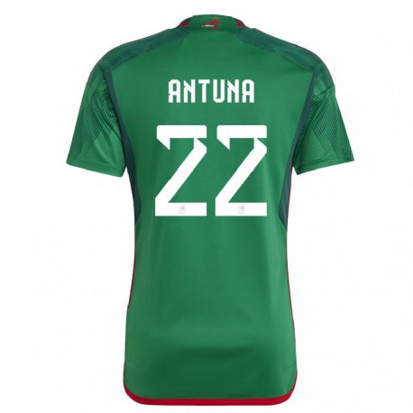Kandiny Hombre Camiseta México Uriel Antuna #22 Verde 1ª Equipación 22-24 La Camisa Chile
