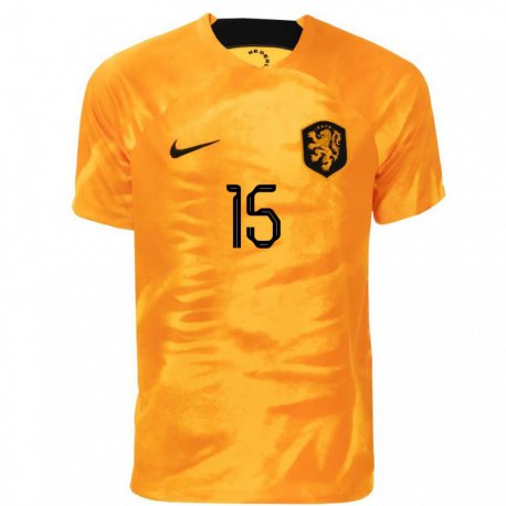 Kandiny Hombre Camiseta Países Bajos Marten De Roon #15 Naranja Láser 1ª Equipación 22-24 La Camisa Chile