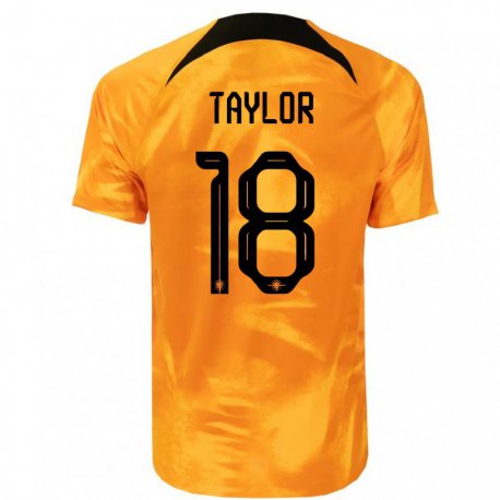 Kandiny Hombre Camiseta Países Bajos Kenneth Taylor #18 Naranja Láser 1ª Equipación 22-24 La Camisa Chile