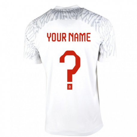 Kandiny Hombre Camiseta Polonia Su Nombre #0 Blanco 1ª Equipación 22-24 La Camisa Chile