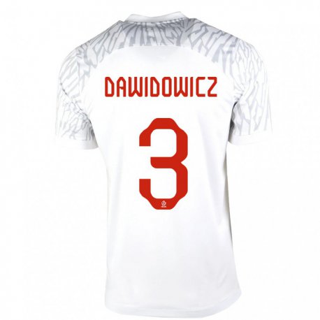 Kandiny Hombre Camiseta Polonia Pawel Dawidowicz #3 Blanco 1ª Equipación 22-24 La Camisa Chile