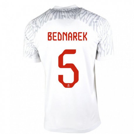 Kandiny Hombre Camiseta Polonia Jan Bednarek #5 Blanco 1ª Equipación 22-24 La Camisa Chile