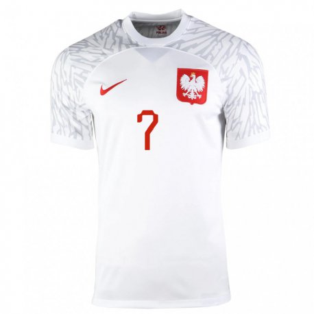 Kandiny Hombre Camiseta Polonia Arkadiusz Milik #7 Blanco 1ª Equipación 22-24 La Camisa Chile