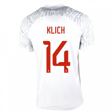 Kandiny Hombre Camiseta Polonia Mateusz Klich #14 Blanco 1ª Equipación 22-24 La Camisa Chile