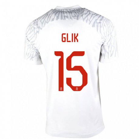 Kandiny Hombre Camiseta Polonia Kamil Glik #15 Blanco 1ª Equipación 22-24 La Camisa Chile