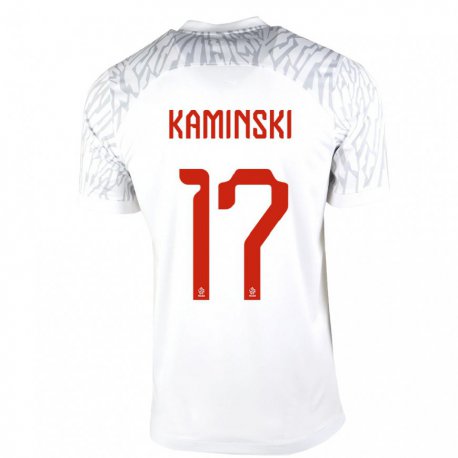 Kandiny Hombre Camiseta Polonia Jakub Kaminski #17 Blanco 1ª Equipación 22-24 La Camisa Chile