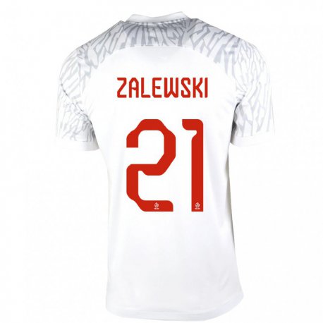 Kandiny Hombre Camiseta Polonia Nicola Zalewski #21 Blanco 1ª Equipación 22-24 La Camisa Chile