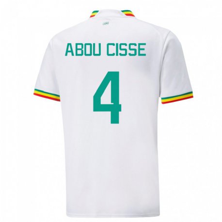 Kandiny Hombre Camiseta Senegal Pape Abou Cisse #4 Blanco 1ª Equipación 22-24 La Camisa Chile