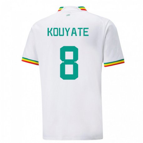 Kandiny Hombre Camiseta Senegal Cheikhou Kouyate #8 Blanco 1ª Equipación 22-24 La Camisa Chile