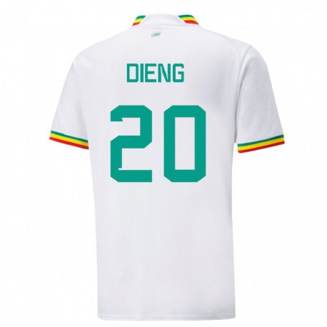 Kandiny Hombre Camiseta Senegal Bamba Dieng #20 Blanco 1ª Equipación 22-24 La Camisa Chile