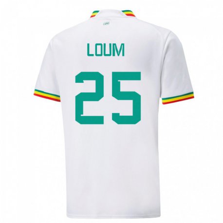 Kandiny Hombre Camiseta Senegal Mamadou Loum #25 Blanco 1ª Equipación 22-24 La Camisa Chile