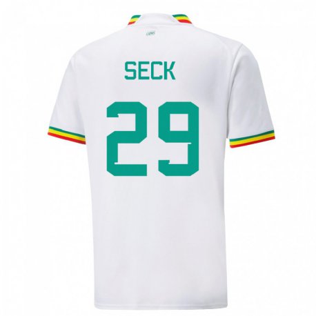 Kandiny Hombre Camiseta Senegal Demba Seck #29 Blanco 1ª Equipación 22-24 La Camisa Chile