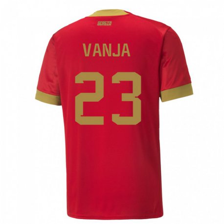 Kandiny Hombre Camiseta Serbia Vanja Milinkovic-savic #23 Rojo 1ª Equipación 22-24 La Camisa Chile