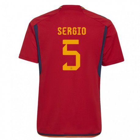 Kandiny Hombre Camiseta España Sergio Busquets #5 Rojo 1ª Equipación 22-24 La Camisa Chile