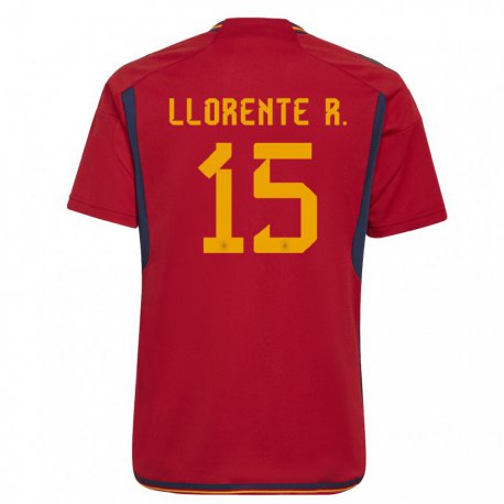 Kandiny Hombre Camiseta España Diego Llorente #15 Rojo 1ª Equipación 22-24 La Camisa Chile