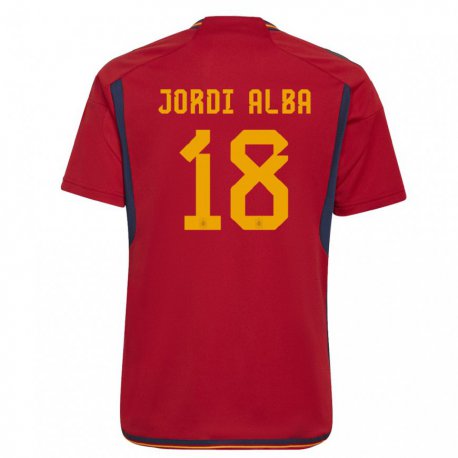 Kandiny Hombre Camiseta España Jordi Alba #18 Rojo 1ª Equipación 22-24 La Camisa Chile