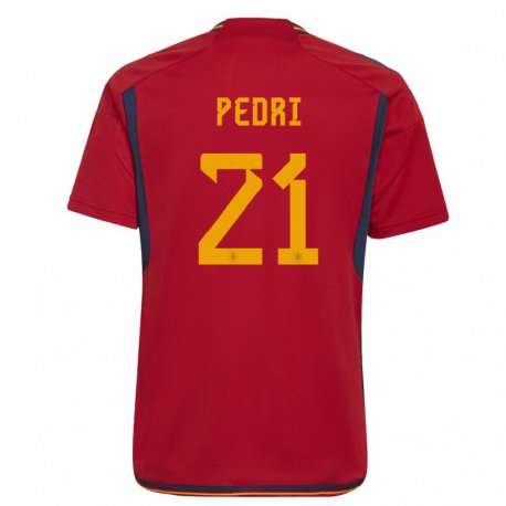 Kandiny Hombre Camiseta España Pedri #21 Rojo 1ª Equipación 22-24 La Camisa Chile