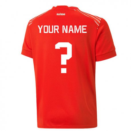 Kandiny Hombre Camiseta Suiza Su Nombre #0 Rojo 1ª Equipación 22-24 La Camisa Chile
