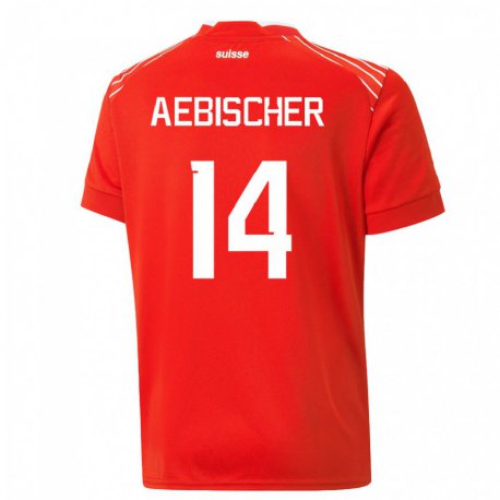 Kandiny Hombre Camiseta Suiza Michel Aebischer #14 Rojo 1ª Equipación 22-24 La Camisa Chile