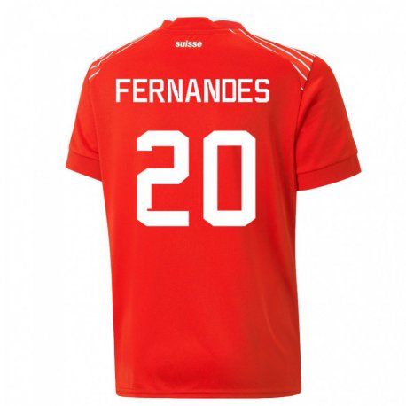 Kandiny Hombre Camiseta Suiza Edimilson Fernandes #20 Rojo 1ª Equipación 22-24 La Camisa Chile