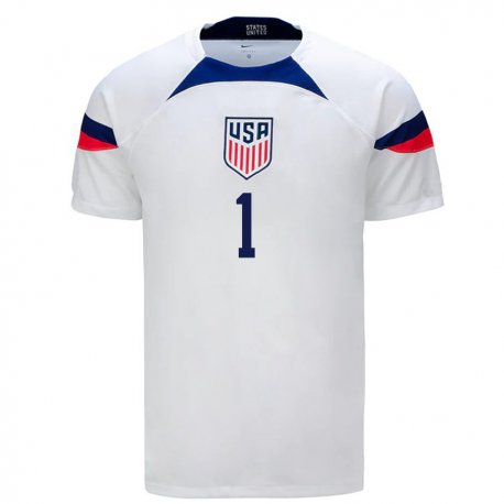 Kandiny Hombre Camiseta Estados Unidos Matt Turner #1 Blanco 1ª Equipación 22-24 La Camisa Chile