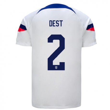 Kandiny Hombre Camiseta Estados Unidos Sergino Dest #2 Blanco 1ª Equipación 22-24 La Camisa Chile