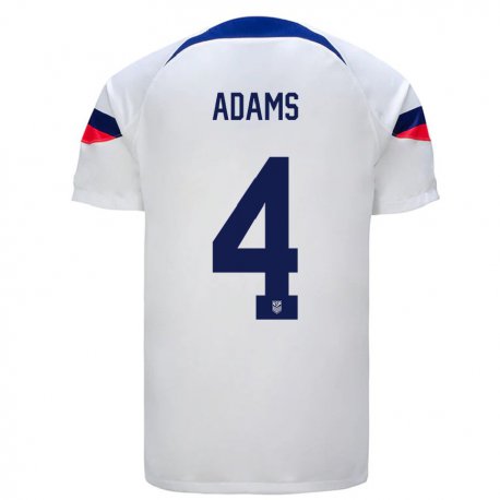 Kandiny Hombre Camiseta Estados Unidos Tyler Adams #4 Blanco 1ª Equipación 22-24 La Camisa Chile