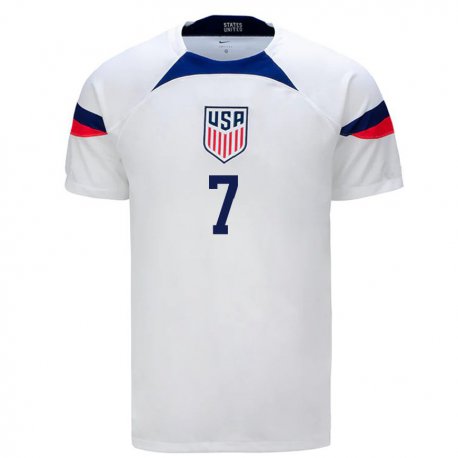 Kandiny Hombre Camiseta Estados Unidos Paul Arriola #7 Blanco 1ª Equipación 22-24 La Camisa Chile