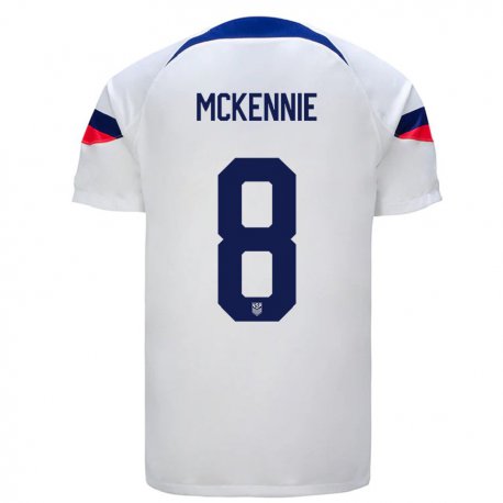 Kandiny Hombre Camiseta Estados Unidos Weston Mckennie #8 Blanco 1ª Equipación 22-24 La Camisa Chile