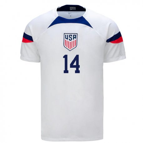 Kandiny Hombre Camiseta Estados Unidos Luca De La Torre #14 Blanco 1ª Equipación 22-24 La Camisa Chile