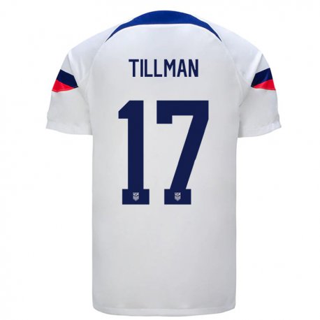 Kandiny Hombre Camiseta Estados Unidos Malik Tillman #17 Blanco 1ª Equipación 22-24 La Camisa Chile