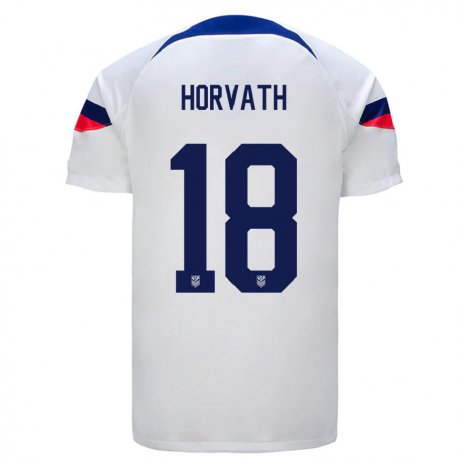 Kandiny Hombre Camiseta Estados Unidos Ethan Horvath #18 Blanco 1ª Equipación 22-24 La Camisa Chile