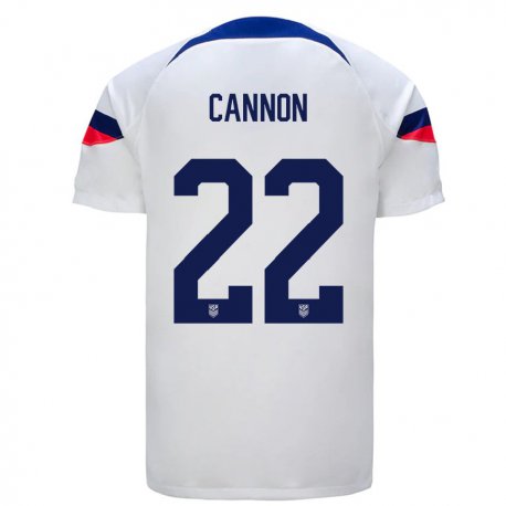 Kandiny Hombre Camiseta Estados Unidos Reggie Cannon #22 Blanco 1ª Equipación 22-24 La Camisa Chile