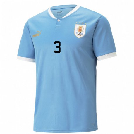 Kandiny Hombre Camiseta Uruguay Sebastian Caceres #3 Azul 1ª Equipación 22-24 La Camisa Chile