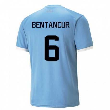 Kandiny Hombre Camiseta Uruguay Rodrigo Bentancur #6 Azul 1ª Equipación 22-24 La Camisa Chile