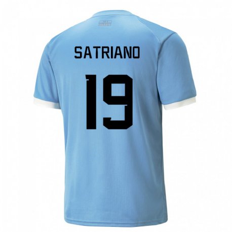 Kandiny Hombre Camiseta Uruguay Martin Satriano #19 Azul 1ª Equipación 22-24 La Camisa Chile